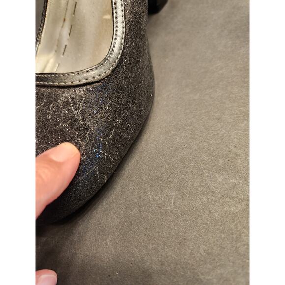 HIGHLIGHTS Glitter Embellished Slingback Pump Heels Womens 8 Charcoal Grey Black - Picture 5 of 12